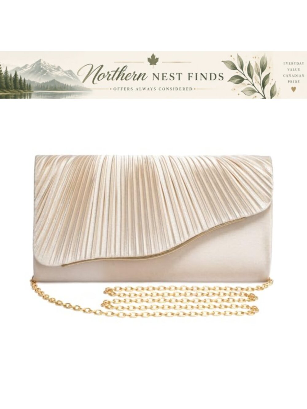 Pleated Satin Evening Clutch Ruched Envelope Formal Handbag Removable Chain